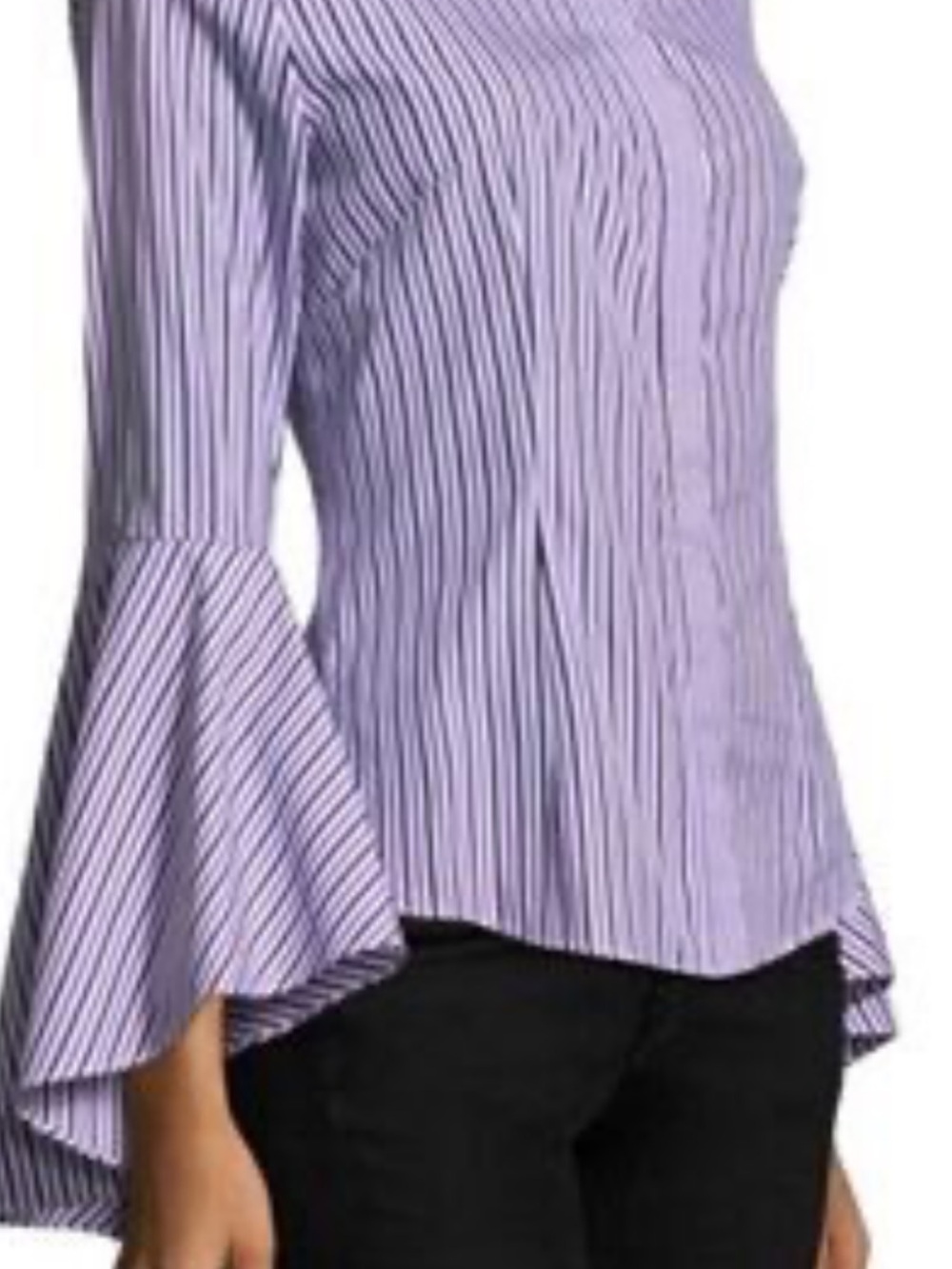 Milly Lavender Striped Bell-Sleeve Button-Down Top